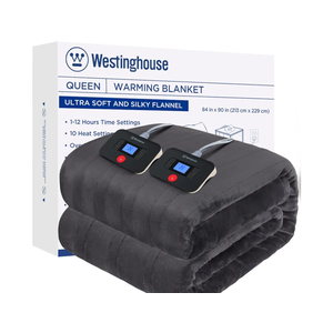 Westinghouse Electric Blanket Queen Size, Super Cozy Soft Flannel 84"" x 90"" Heated Blanket with 10 Fast Heating Levels & 112 AutoOff, Machine Washable, ETL&FCC Certification, Charcoal