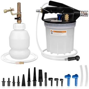 YEYETUO 3L Vacuum Brake Bleeder Kit, One Person Pneumatic Brake Fluid Bleeder, Flush Kit with 2L Pneumatic Fluid Extractor and 1L Refilling Bottle, with Pressure Clutch Bleeder Kit 16 Adapters