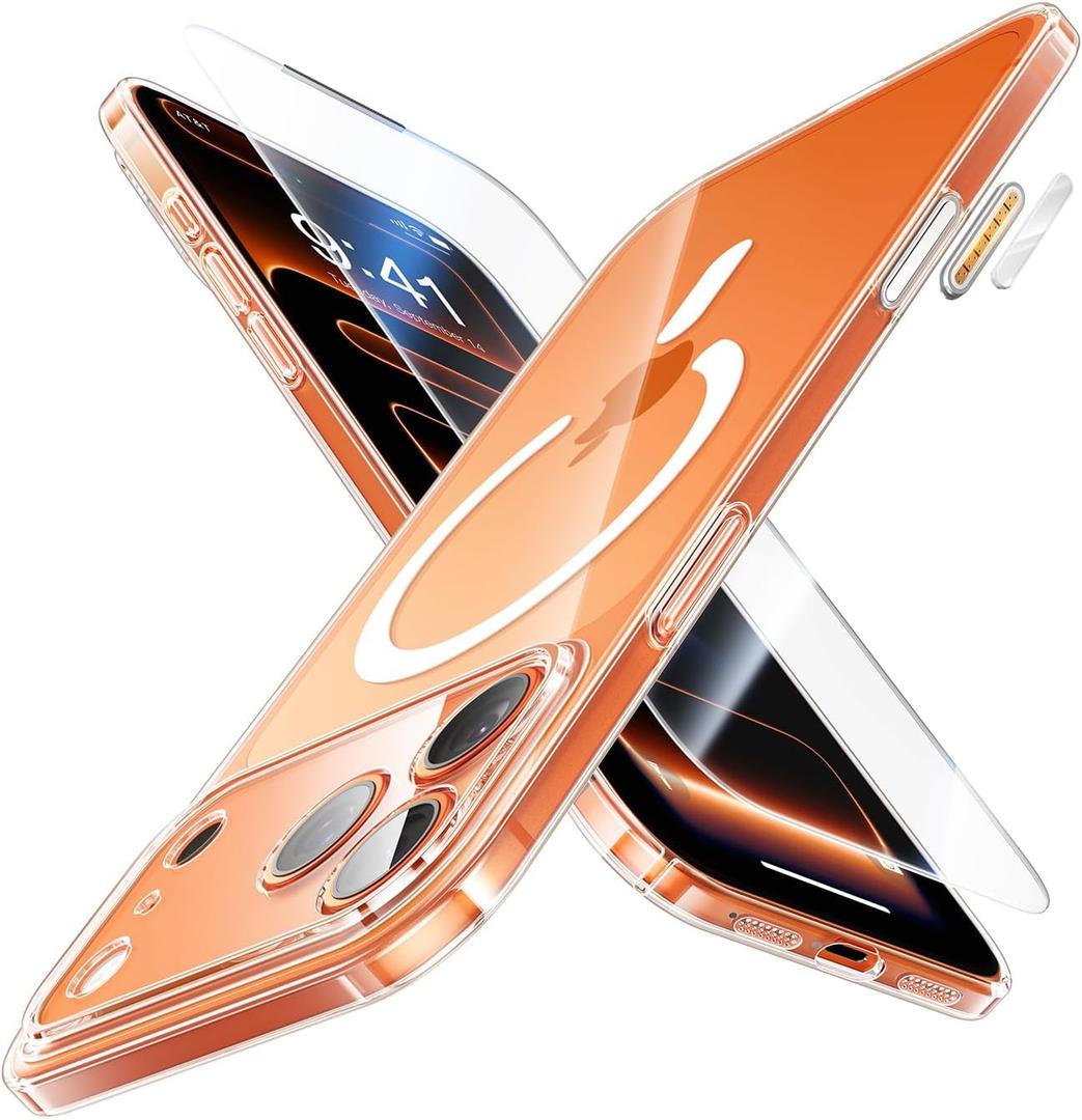 JUESHITUO Magnetic Slim Fit Case for iPhone 17 Pro Max(6.9"), Ultra Thin Matte Anti-Scratch Hard PC Cover(1X Screen Protector), OriginFit Case iPhone 17 Pro Compatible with MagSafe, Clear