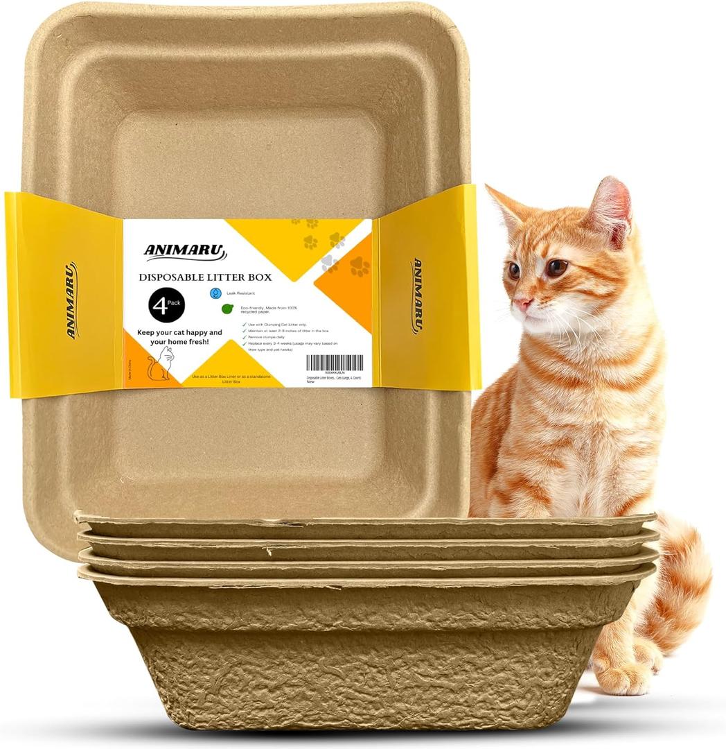 Disposable Litter Boxes (Brown, Large 4-Pack)