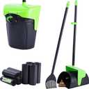 Ienjoyed Pooper Scooper Large Swivel Bin & Rake with 160 Waste Bags,Heavy Duty Dog Pooper Scooper with Bag Attachment for Dogs, Long Handle Poop Scooper with Lid for Yard, Grass, Gravel(Green)