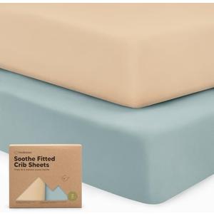 KeaBabies 2-Pack Organic Crib Sheets for Boys, Girls - 52x28 Fitted Crib Mattress Sheet Neutral, Breathable Jersey Cotton Cover for Baby Bed, Toddler Mattress, Soft & Cute Prints (Toasty)
