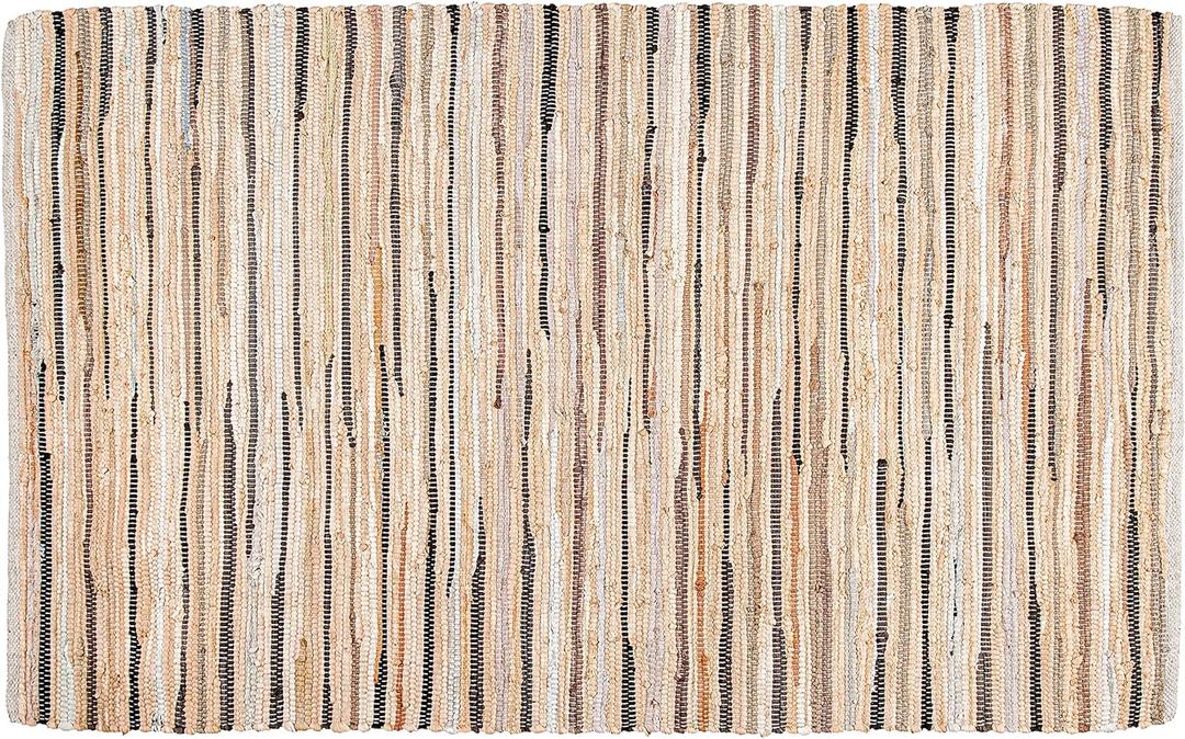 Rug Area Rugs Cotton Linen 3x5 Ft Multicolour Chindi for Livingroom Bedroom Washable RagRug Reversible Farmhouse Kitchen RunnerRug Carpet Area Runner Mat for Hallway, Entryway (Tonal Rugs(36x60), Biege)
