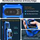 Google Pixel 10 Pro XL/9 Pro XL Metal Case with Camera Cover Kickstand, Built-in Tempered Glass Screen Protector, Heavy Duty Military Grade Shockproof Full Body Case 2025 (Blue)