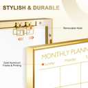 Large Dry Erase Calendar Whiteboard for Wall, 36'' x 24'' Monthly White Board Planner with Gold Frame, Magetic Hanging Wipe Board for Home Office School Dorm