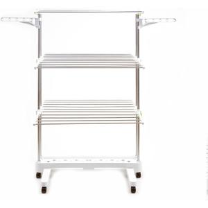 Laundry Drying Rack Drying Racks Stainless Steel Multifunctional Mobile Folding Floor Rack for Clothes Drying Storage Indoor Balcony (White)
