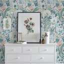 Peel and Stick Wallpaper Vintage Wall Paper Gray Blue Floral Contact Paper Removable Wallpaper 17.3"x196.8" Leaf Flower Self Adhesive for Bedroom Drawer Decor Vinyl Rolls