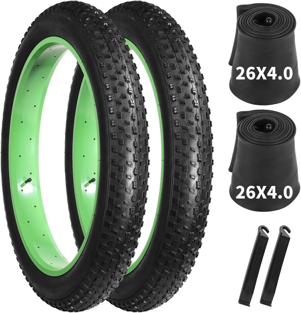 yeesport Fat Tire 204.0/264.0, Folding Ebike Tires 20/26x4 with Inner Tube, Puncture Resistant Fat Bike Tires 20/26 Inch Fat Tire Replacement for Snow, Street, Beach, Mountain Road (2 PCS 264.0" Tires + Tubes)