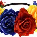 June Bloomy Rose Floral Crown Garland Flower Headband Headpiece for Wedding Festival