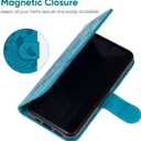 Case for OnePlus 11 Case, One Plus 11 5G PHB110 Wallet Case with Tempered Glass Screen Protector, Flower Leather Flip Credit Card Holder Stand Phone Cover Cases for OnePlus 11 5G Blue