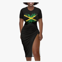 Short Sleeve Dress for Women,Sexy Bodycon Dress,Plus Size Slit Dress,String Design, size XL