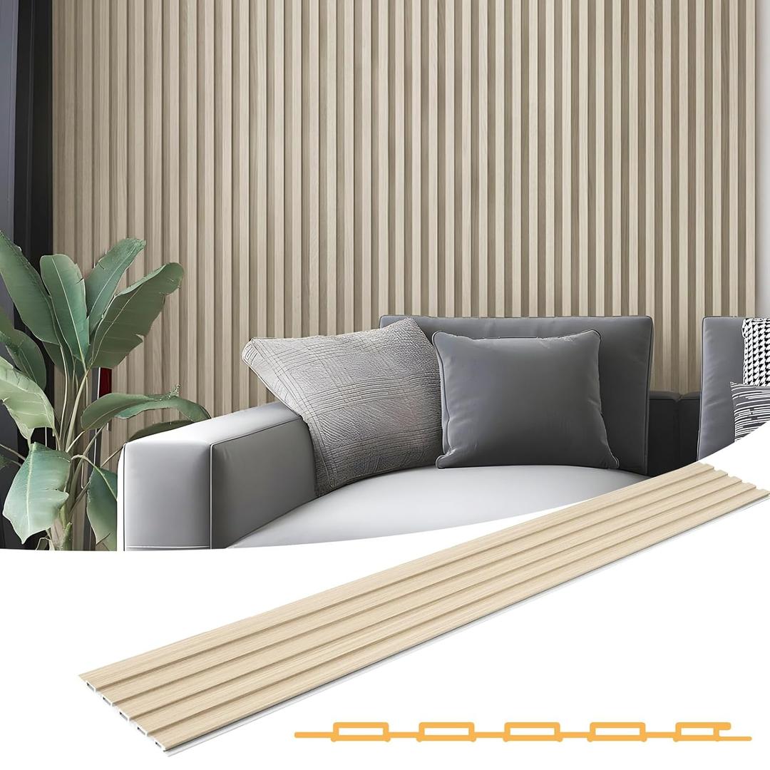 Art3d WPC Slat Wall Panels, 8-Pack 108 x 6 Inch 3D Wall Accents for Interior Wall Decor, Living Room, Bedroom, Oak Art3d WPC Slat Wall Panels, 8-Pack 108 x 6 Inch 3D Wall Accents for Interior Wall Decor, Living Room, Bedroom, Oak
