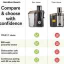 Hamilton Beach Juicer Machine, Big Mouth 3 Feed Chute for Whole Fruits and Vegetables, Easy to Clean, Centrifugal Extractor, Vegetable & Fruit Juicer, BPA Free, 800W Motor, Black