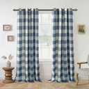 DriftAway Buffalo Plaid Blackout Curtains Linen Textured Farmhouse Double Layer Thermal Insulated Yarn Dyed Woven Checkered Gingham Grommet Drapes for Living Room 2 Panels Each 52W x 84L Navy Blue