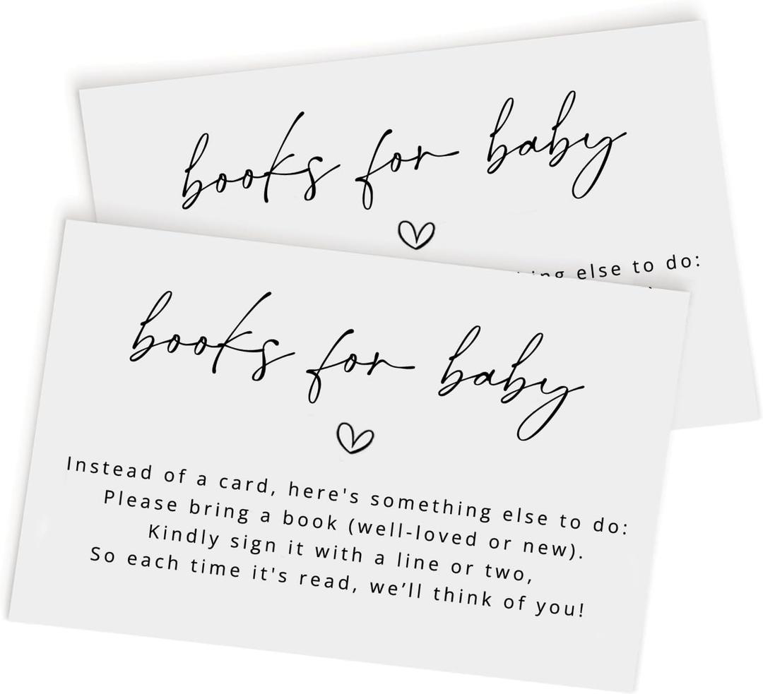 GardenCity Books for Baby Cards, Bring a Book Instead of a Card, Baby Shower Book Request Cards, 50 Pack, Minimalist