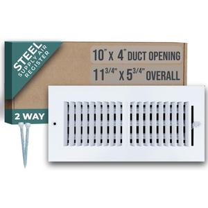 Fits 10x4 Duct Opening 2 Way Steel Air Supply Diffuser by Handua | Register Vent Cover Grille for Sidewall and Ceiling | White | Outer Dimensions: 11.75" X 5.75" Fits 10x4 Duct Opening 2 Way Steel Air Supply Diffuser by Handua | Register Vent Cover Grille for Sidewall and Ceiling | White | Outer Dimensions: 11.75" X 5.75"