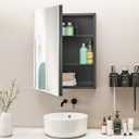 Fundin Medicine Cabinet 20 x 26 inches Mirror Size, Recessed or Surface Mount, Black Aluminum Bathroom Wall Cabinet with Mirror and Adjustable Shelves.