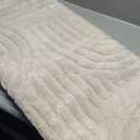 SHACOS Soft Cozy Fluffy Arch Pattern High-Low Pile Textured Area Rug 5'3"x7'3" Non Slip Washable Modern Geometric Rug Stain Resistant Contemporary Carpet for Living Room Bedroom Dining Room, Beige