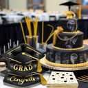 OuMuaMua Graduation Party Supplies Tableware Set,100Pcs Grad Cap-Shaped Paper Plates and Napkins For Class of 2026 College High School Congrats Graduation Party Decorations Favors, Serve 50
