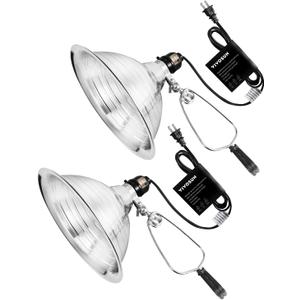 VIVOSUN Clamp Lamp Light with Detachable 8.5 Inch Aluminum Reflector up to 150 Watt E26 Socket (No Bulb Included), 6 Feet Cord, UL Listed, Pack of 2