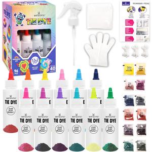 12 Colors Tie Dye Kit, Tie Dye Set for Kids, Pre-Filled Tye Dye Bottles, Non Toxic Permanent Fabric Dye Art Set, Easy DIY Fabric Art - Create Fun