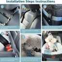 Dog Car Seat with Loops Dog Booster Seat for All Seasons, Anti Slip Bottom Pet Travel Bed with Thick Pets Sofa Cushion and Storage Pockets for Small PetsBlack