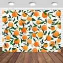 Orange Backdrop 7x5ft Allover Fruits Citrus Pattern Design Baby Shower Photography Background Citrus Birthday Theme Wall Paper Table Cloth Banner Photo Studio Props
