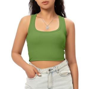 GGOV Sports Crop Tank Tops for Women Cropped Workout Tops Racerback Running Yoga Tanks Cotton Sleeveless Gym Shirts XS