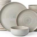 Famiware Meteor 24-Piece Stoneware Dinnerware Set, Matcha Green