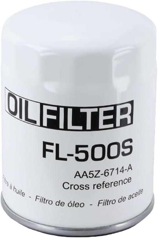 FL-500S Oil Filter Compatible with Ford F-150, Explorer, Edge, Expedition, Flex, Fusion, Mustang, Taurus, Transit, Chevy, Dodge, Cadillac, GMC, Replaces AA5Z-6714-A (1 Pack)