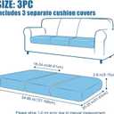 Smiry Waterproof Couch Cushion Covers for Sofa, Stretch Jacquard Seat Cushion Covers Washable, Sectional Sofa Slipcover Elastic Furniture Protector for Pets, Kid (3PCS, Grey)