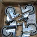 POWERTEC 3 Inch Threaded Stem Caster Wheels Set of 4 with Brake & 600 lbs Loads, Heavy Duty Stem Casters, Dual Locking TPR Rubber Castor Wheels for Furniture, Cart, Dolly & Workbench (17201)