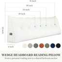 Wedge Pillow Headboard Triangle Bolster Pillow for Sitting in Bed Adults Reading Pillows Backrest Support, Corduroy Headboard Pillows Daybed Sofa Body Pillow Positioning Cushion (Queen,White), Queen:59x8x20''