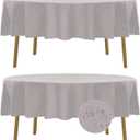 Fokitut 2 Pack Waterproof Round Tablecloth, 70 Inch, Stain Resistant and Wrinkle Polyester Table Cloth, Fabric Table Cover for Kitchen Dining, Wedding, Party, Holiday Dinner-Silver