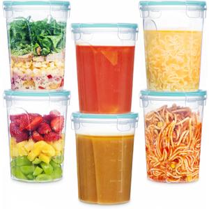 Vtopmart 6 Pack 32oz Freezer Storage Containers, Soup Container with Airtight Lids, Reusable Plastic Meal Prep Container, Deli Containers for Lunch, Salad, Leftover, Oats, Microwave/Dishwasher Safe