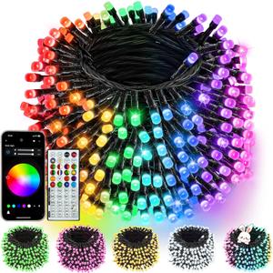240LED Smart Color Changing Christmas Lights App Controlled, 95FT Waterproof RGB Twinkle String Light Music Sync Multiple Modes, Christmas Lights with Remote & Timer Indoor Outdoor Xmas Decorations