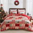 DECMAY Christmas Comforter Set King Size, 3 Pieces Reversible Christmas Bedding Set King, Trees Reindeer Pattern Bed Set with 1 Soft Comforter and 2 Pillow Shams for Winter Holiday