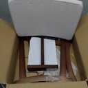 COSTASKF Small Vanity Stool with Saddle Cushion, Solid Wood Makeup Chair with Sponge Seat, Easy to Assemble Footrest Bench for Bedroom, Entryway, Bathroom, Flax Walnut