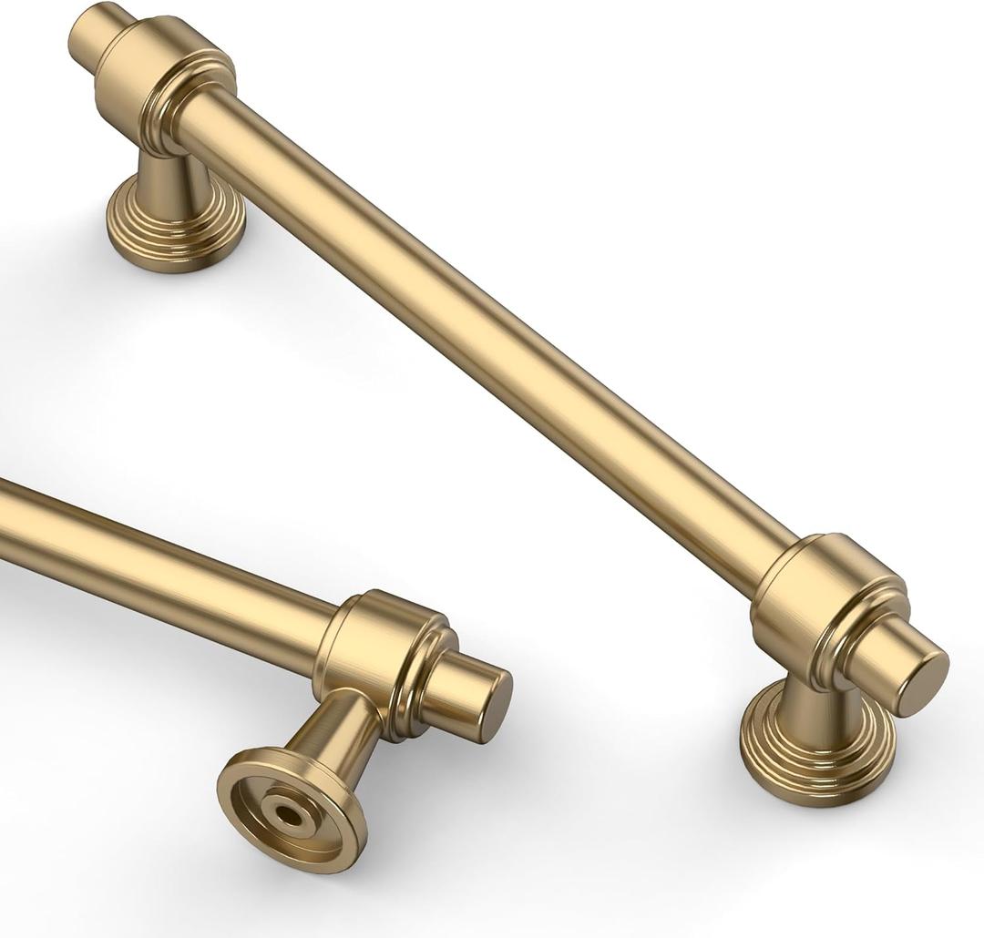 Asidrama 10 Pack 5 Inch(128mm) Champagne Bronze Cabinet pulls Kitchen Cabinet Handles, Cabinet Pulls Kitchen Cabinet Hardware for Cupboard Drawer Pulls (5" Hole Center)