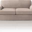PrinceDeco T Cushion Loveseat Slipcover 3 Pieces Sofa Covers for T Cushion Sofa Stretch Slip Covers for 2 Cushion Couch with 2 Individual T Shape Seat Covers Width Up to 72" - Washable, Sand (2 Cushion Loveseat)