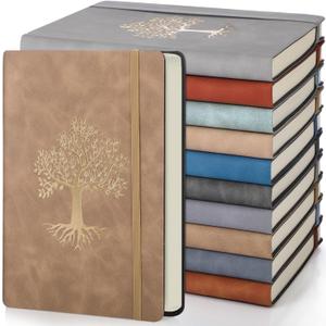 Dispowreath 10 Pack Lined Journal Notebook A5 Leather Hardcover Journals for Writing 200 Pages 10 Colors Notepad for Travel Work School Office Business Note Taking Diary 5.7" x 8.3" (Retro Color)