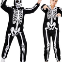 Halloween Skeleton Costume, Printed Hooded Zipper for Men & Women, Pajama for Halloween Party, XXL