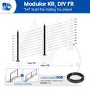 Muzata 5-10FT Modular Black Cable Railing Kit 36 Inch 2 Stair Post Kit Complete Set Cable Railing System for Stairs Length Adjustable Easy DIY with Paper User Guide (No Handrail) RWS1 BA4S