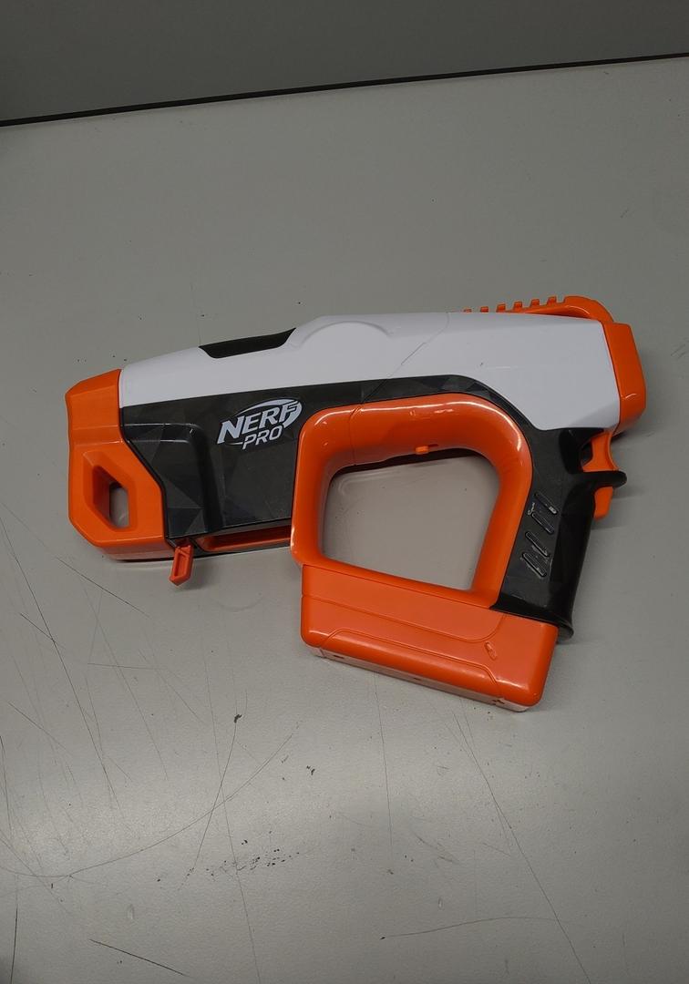 Nerf Pro Sender Half-Length Semi Auto Dart Blaster, 30 Nerf Pro Half-Length Darts, Magazine, 14+ 