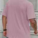 Men's Big and Tall Shirts Textured Knit Tshirt Shirts Casual Summer Tops Trendy (Pink, XXL)