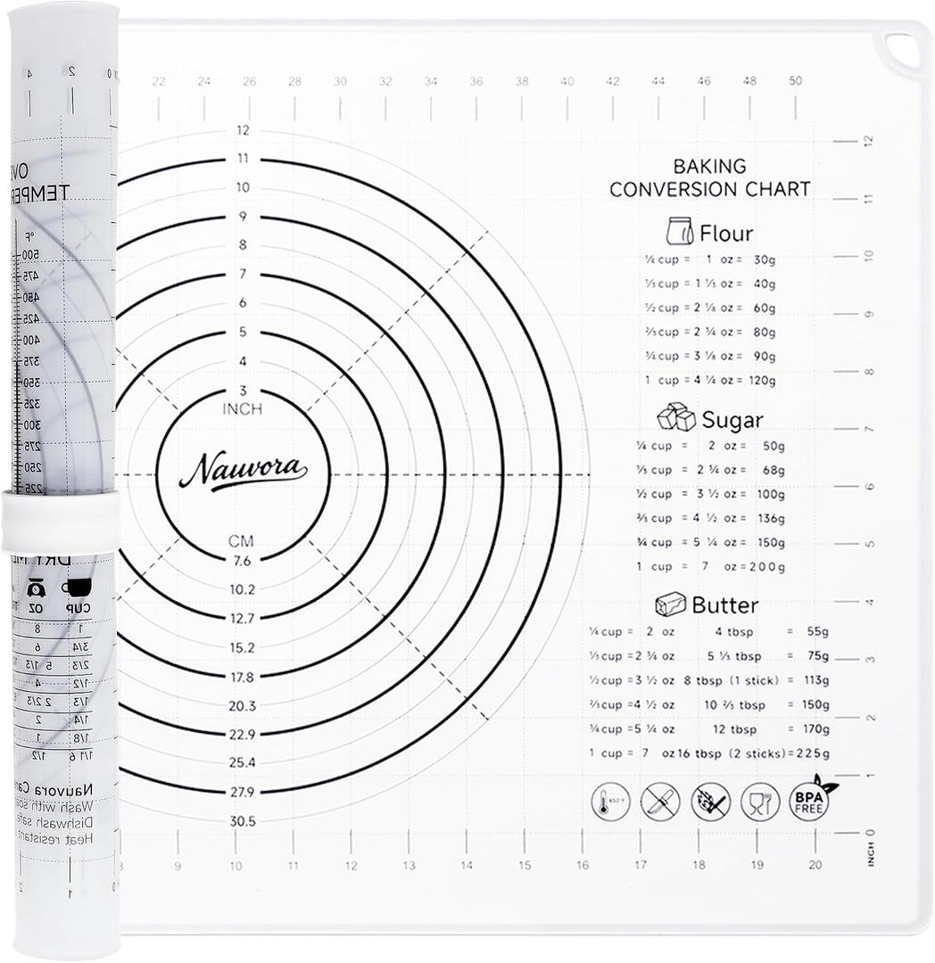 Extra Large Silicone Pastry Mat 28" - Non-Slip Liquid Silicone Baking Sheet with Measurements Anti-Spill Edge - Food Grade Dough Rolling Mat for Kneading Pie Crust, Bottom Marker, Transparent