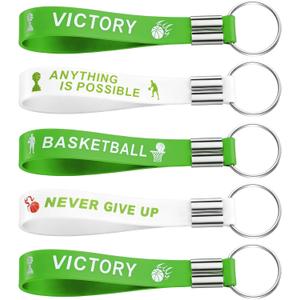 2 x Cunno 12 Pcs Basketball Senior Night Gifts Keychains Silicone Wristlet Keyrings with Motivational Quotes for Class Gifts