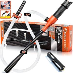 Portable Transfer Pump Battery Operated Electric Siphon Pump for Gas, Fuel, Diesel, Water Transfer 2.4 GPM Flow Oil Extractor, 47 Inches Hose-Easy to Use Hand Fuel Pump, Multi-Use Siphon Transfer Pump (1 Pack of Orange)