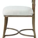 Golden Bronze Low Back Vanity Stool Soft Linen Upholstery, Iron Frame, Padded Cushion Bathroom & Bedroom Accent Chair, 17.75" H x 15.88" W x 17.13" D