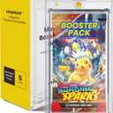 Magnetic Booster Pack Holder  5 Pack One-Touch UV & Acid-Free Clear Display Case for Standard TCG and Sports Booster Packs